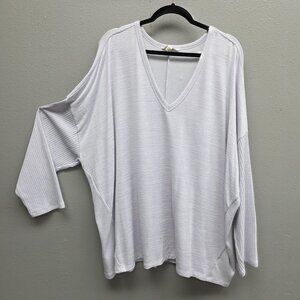 Terra & Sky Sweater Womens 4X Lavender Purple V Neck Textured Knit Pullover Top
